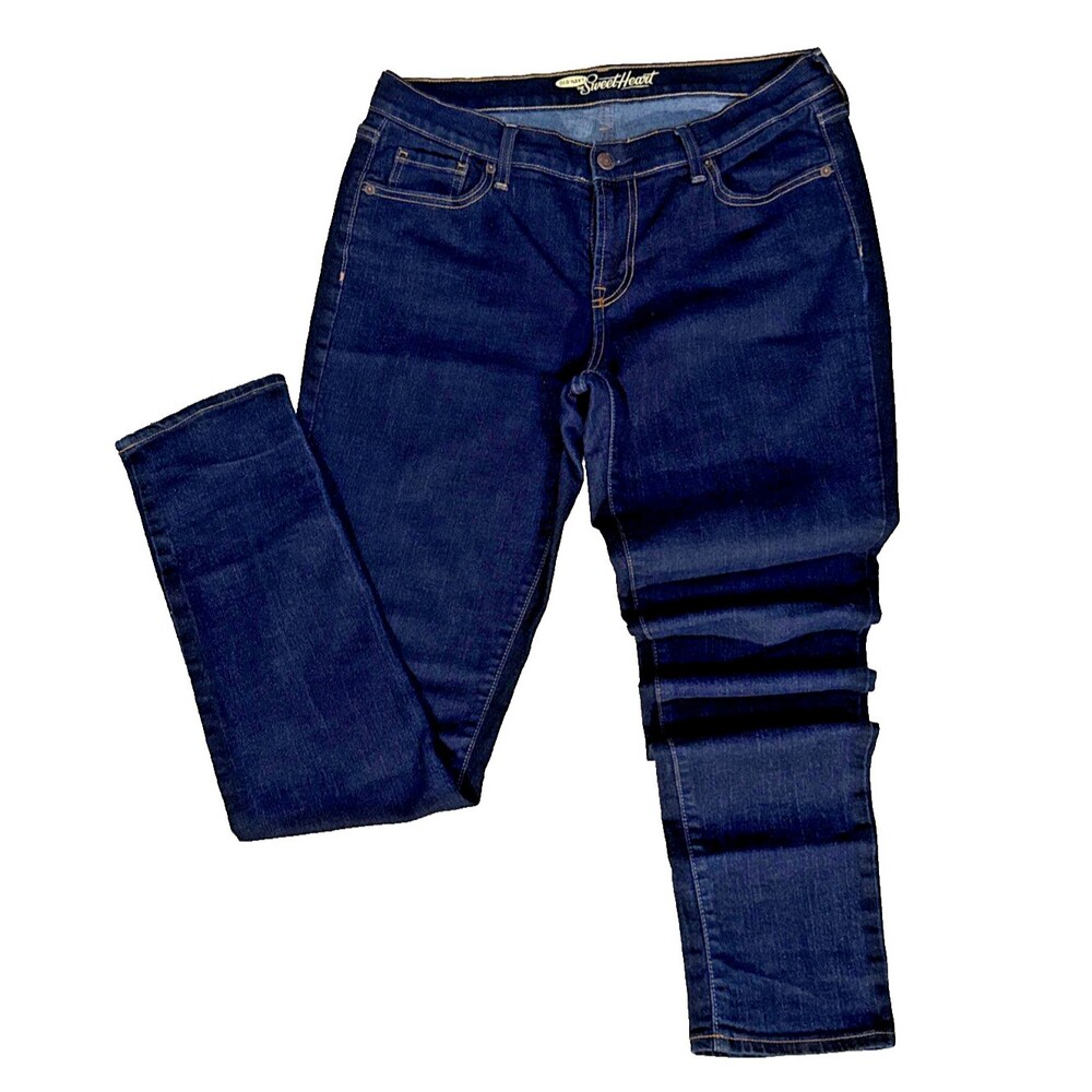 Old Navy Sweetheart Stretch Cotton Blend Blue Denim Jeans 10 LONG Lycras Slim